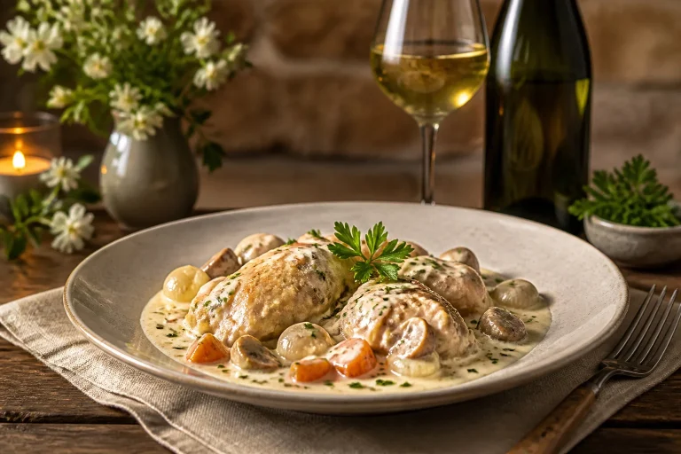Poularde a la blanquette de limoux