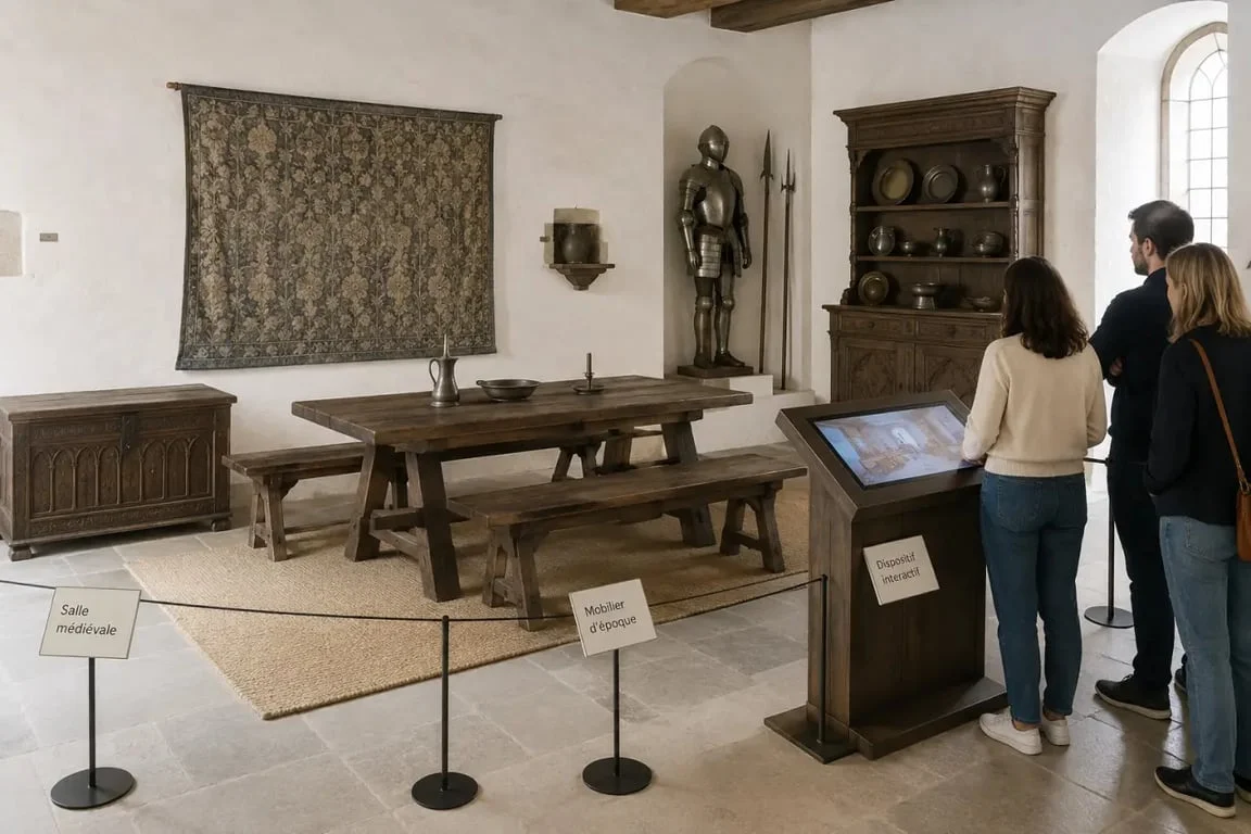 Intérieur du musée du Chateau de Foix avec salle médiévale reconstituée