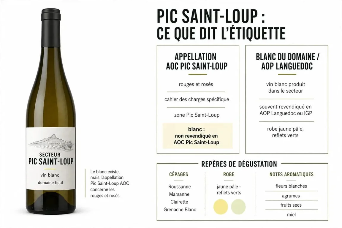 Pic saint loup blanc : comparaison visuelle entre AOC Pic Saint-Loup et blancs du secteur